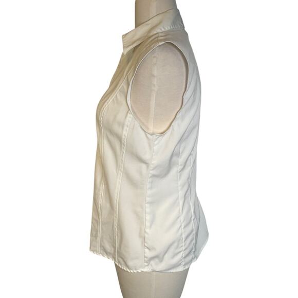 Style & Co. Sleeveless White Stretch Blouse Fitted Active V-Neck Collar Size 6 - Picture 4 of 8